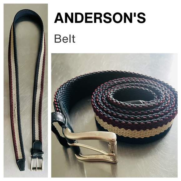 ANDERSON’S Men's Multicolor Woven Striped Belt - Picture 1 of 9